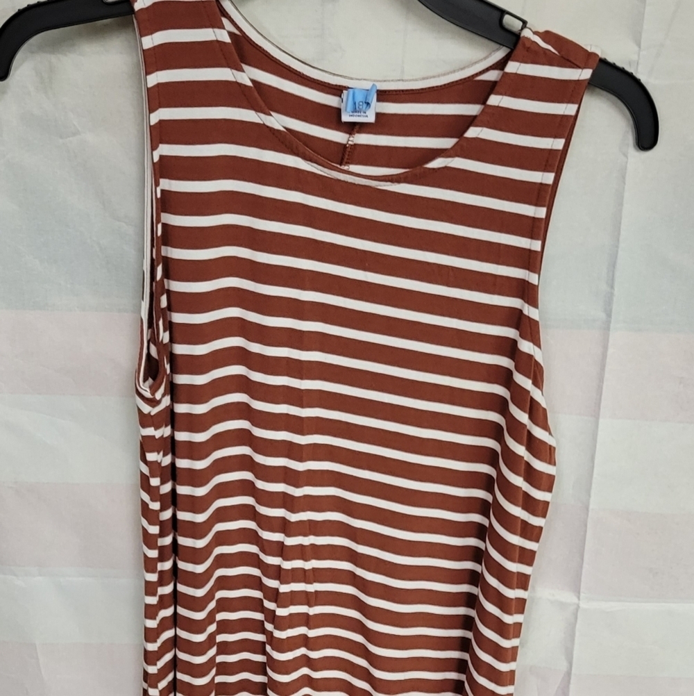 Old Navy A-Line Dress Striped Brown & White